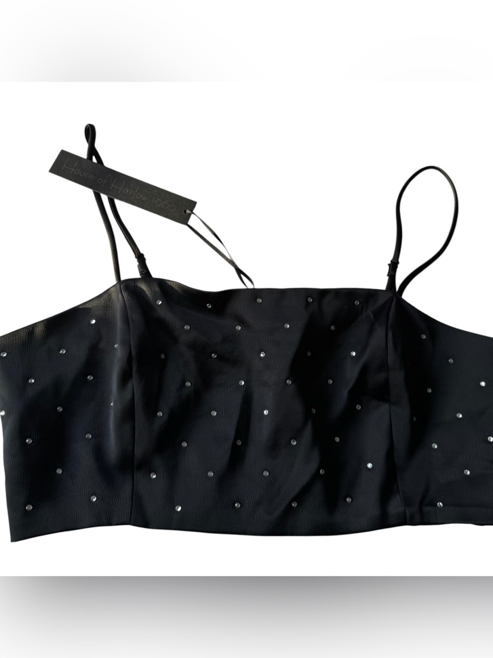 House of Harlow 1960 Black Rhinestone Crop Top Size M NWT